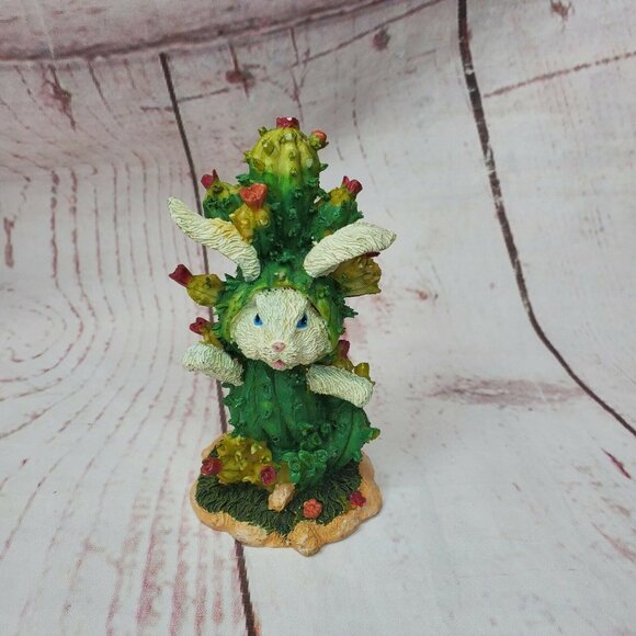 Rabbit Disguised as Cactus Figurine - Unique Easter Home Decor - Picture 2 of 9
